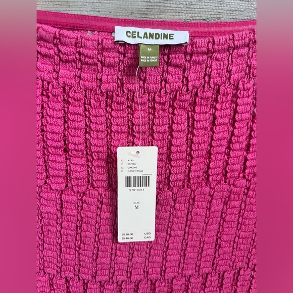 NWT new medium Anthropologie Celandine strapless crochet knit fringe dress pink - Picture 5 of 17